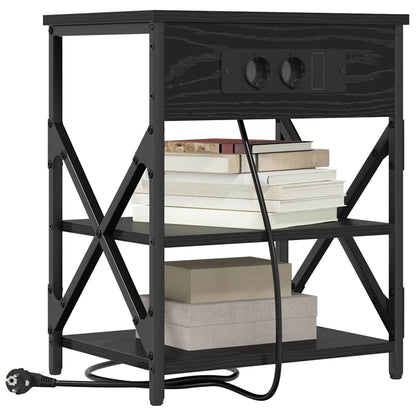 Armadio da Notte Rovere Nero 41 x 31 x 51 cm Legno multistrato