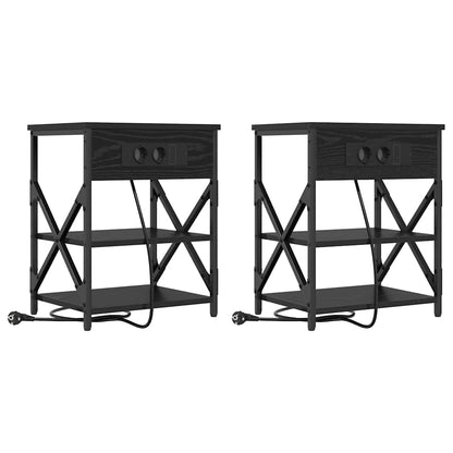 Armadio da Notte 2 pcs Rovere Nero 41 x 31 x 51 cm