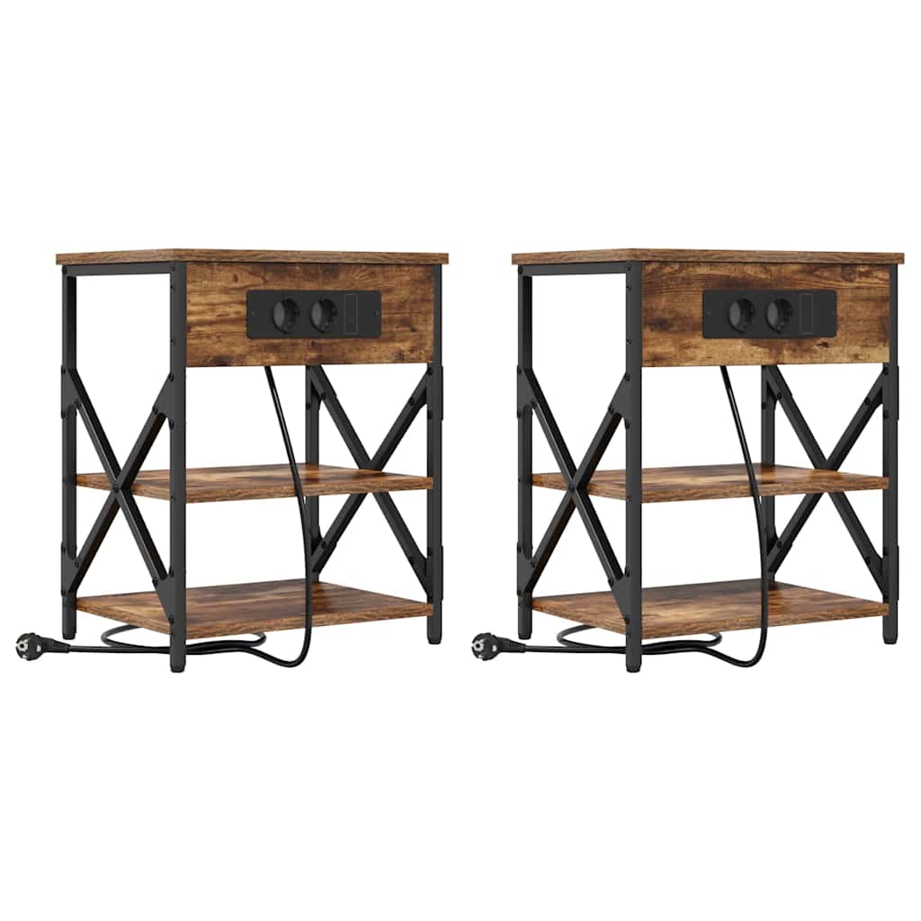Armadio da Notte 2 pcs Rovere fumÃ© 41 x 31 x 51 cm