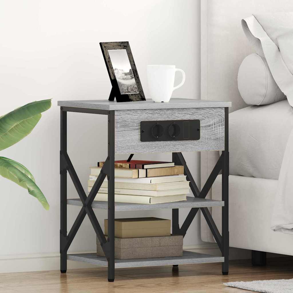 Armadio da Notte con lo scaffale Grigio Sonoma 41 x 31 x 51 cm