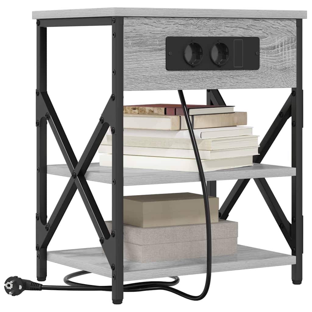 Armadio da Notte con lo scaffale Grigio Sonoma 41 x 31 x 51 cm