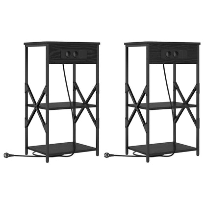 Armadio da Notte 2 pcs Rovere Nero 41 x 31 x 76 cm