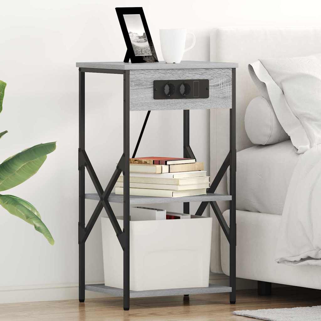 Armadio da Notte con lo scaffale Grigio Sonoma 41 x 31 x 76 cm