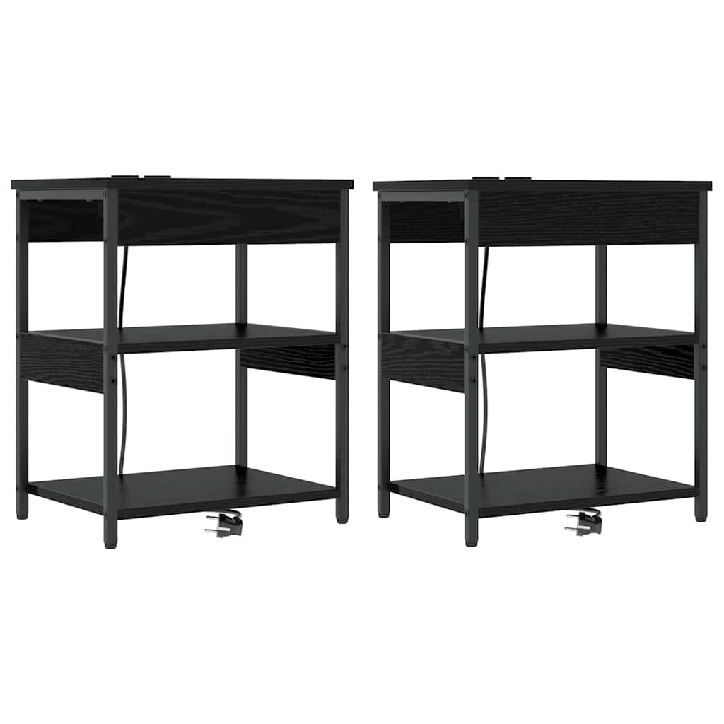 Armadio da Notte 2 pcs Rovere Nero 41 x 31 x 51 cm