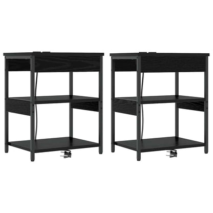 Armadio da Notte 2 pcs Rovere Nero 41 x 31 x 51 cm