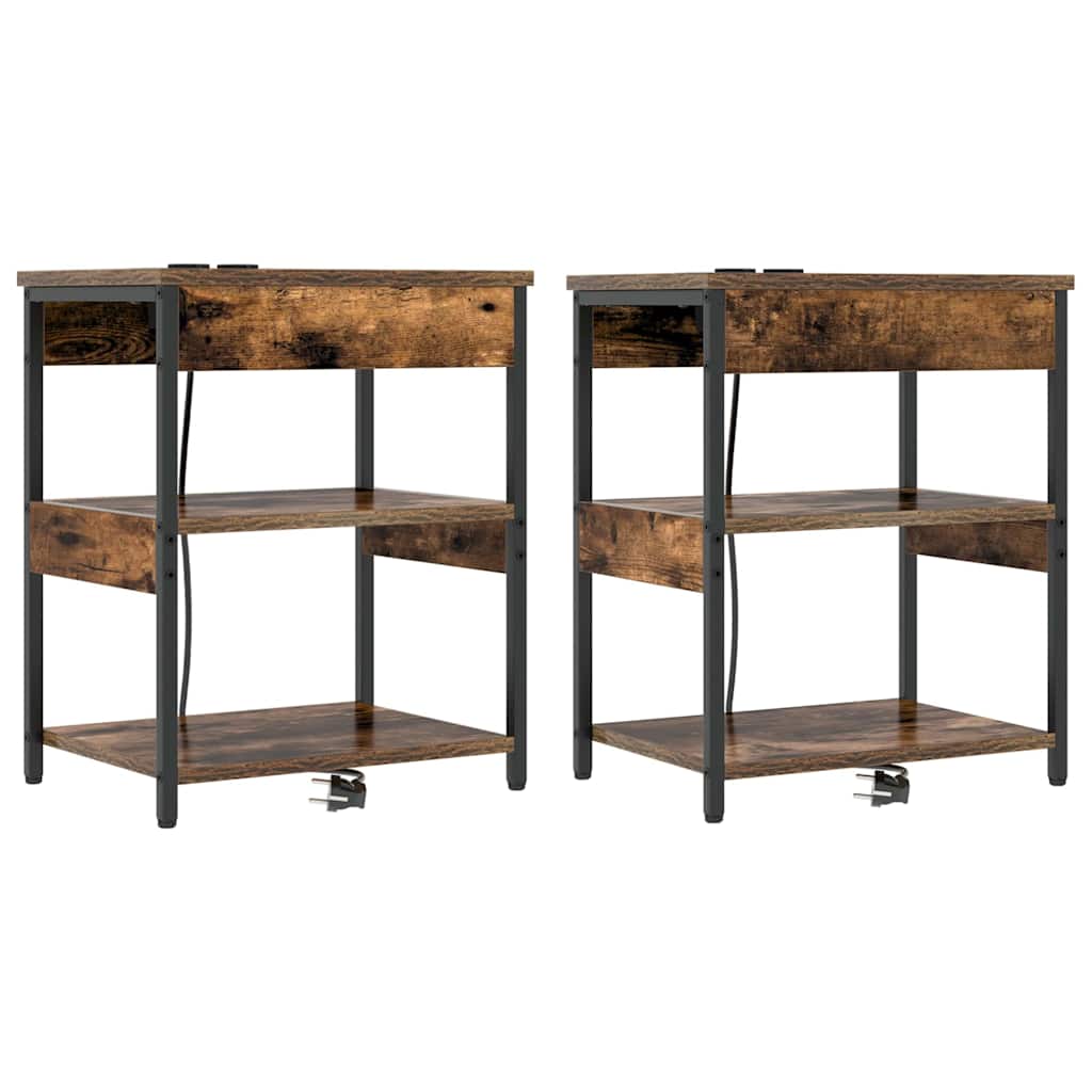 Armadio da Notte 2 pcs Rovere fumÃ© 41 x 31 x 51 cm