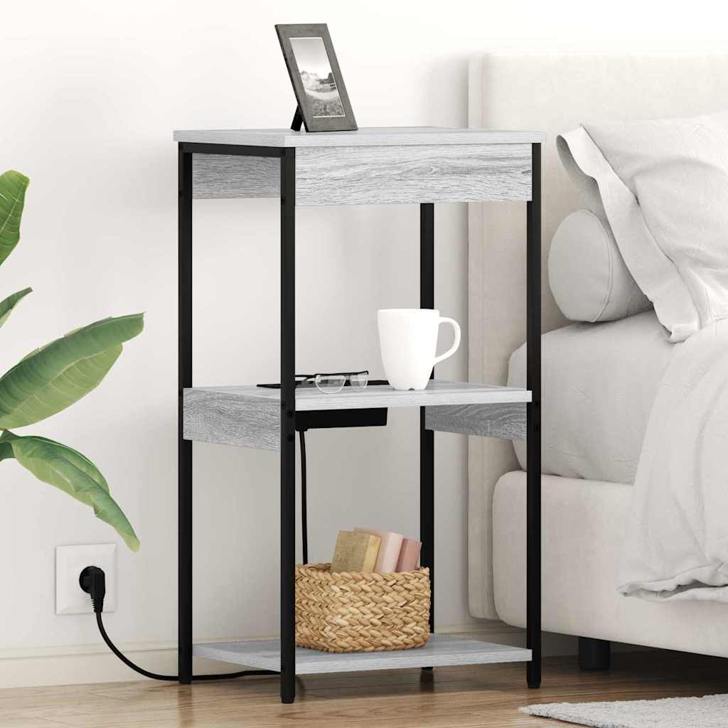 Armadio da Notte con lo scaffale Grigio Sonoma 41 x 31 x 76 cm