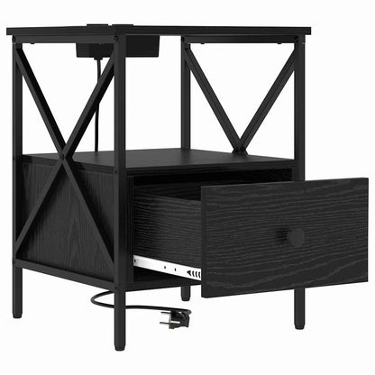 Armadio da Notte con cassetto Rovere Nero 41,5 x 40,5 x 55 cm