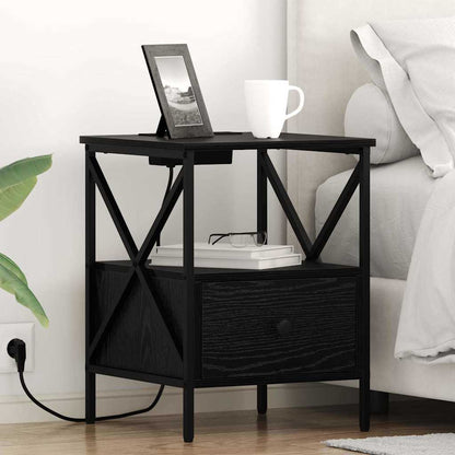 Armadio da Notte 2 pcs Rovere Nero 41,5 x 40,5 x 55 cm