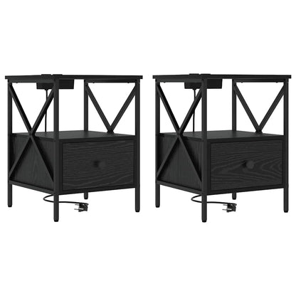 Armadio da Notte 2 pcs Rovere Nero 41,5 x 40,5 x 55 cm