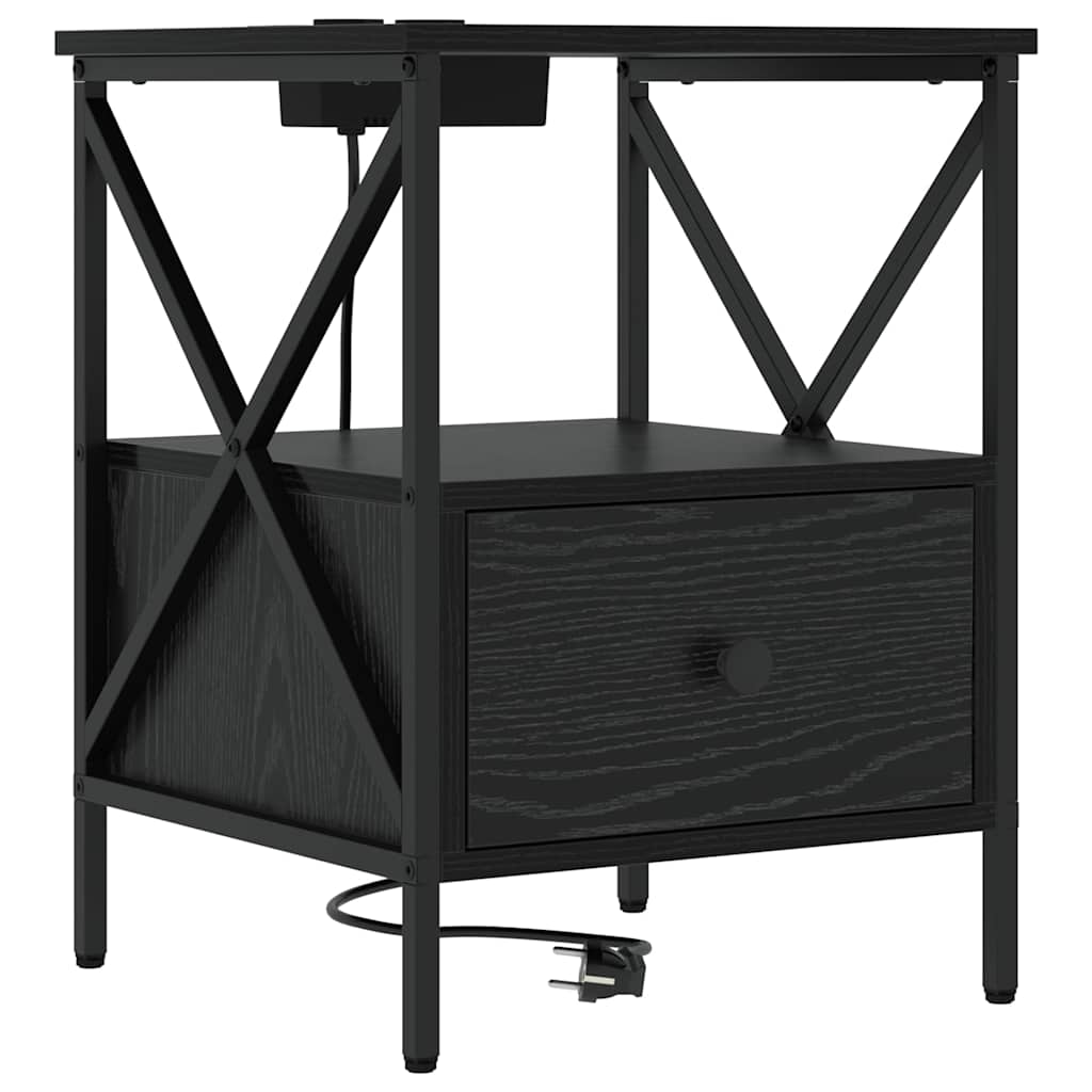 Armadio da Notte 2 pcs Rovere Nero 41,5 x 40,5 x 55 cm