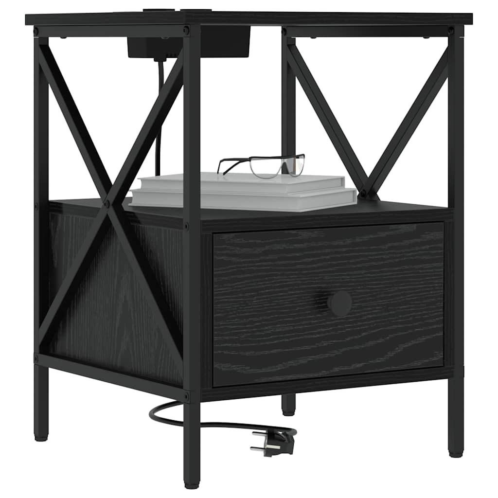 Armadio da Notte 2 pcs Rovere Nero 41,5 x 40,5 x 55 cm