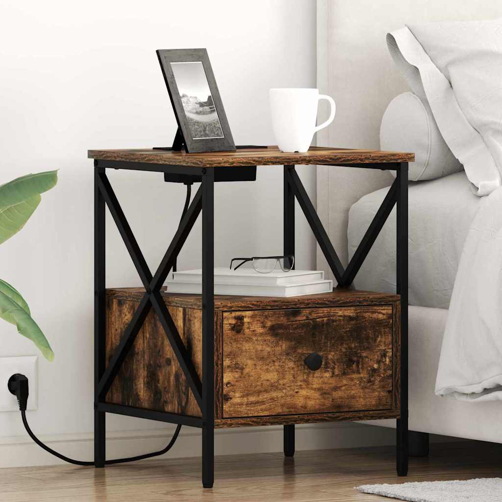 Armadio da Notte con cassetto Rovere fumÃ© 41,5 x 40,5 x 55 cm