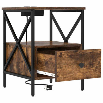 Armadio da Notte con cassetto Rovere fumÃ© 41,5 x 40,5 x 55 cm