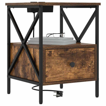 Armadio da Notte con cassetto Rovere fumÃ© 41,5 x 40,5 x 55 cm
