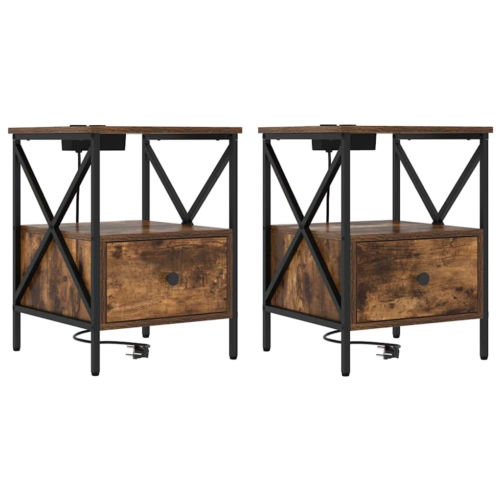 Armadio da Notte 2 pcs Rovere fumÃ© 41,5 x 40,5 x 55 cm