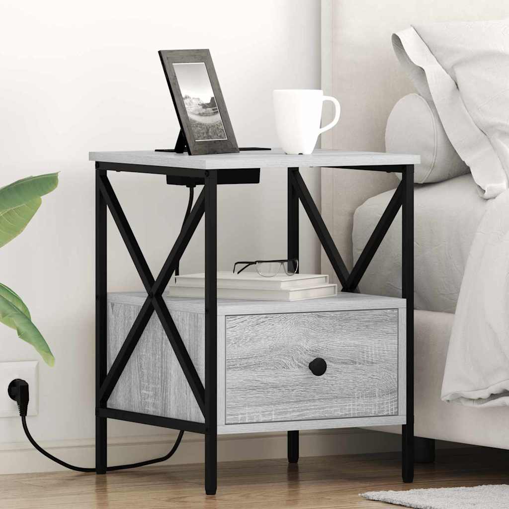Armadio da Notte con cassetto Grigio Sonoma 41,5 x 40,5 x 55 cm
