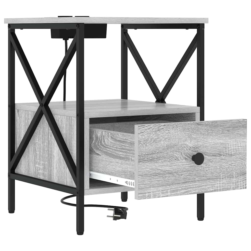 Armadio da Notte con cassetto Grigio Sonoma 41,5 x 40,5 x 55 cm