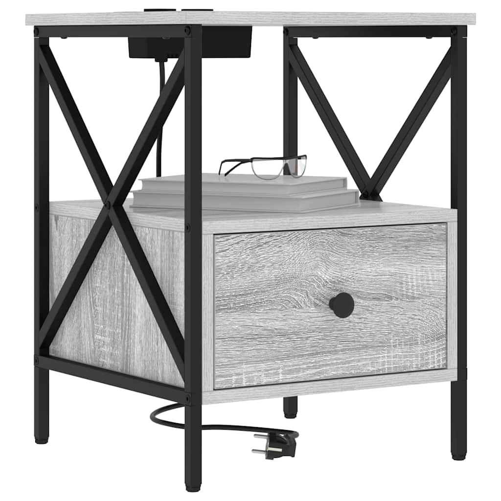 Armadio da Notte con cassetto Grigio Sonoma 41,5 x 40,5 x 55 cm