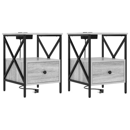 Armadio da Notte 2 pcs Grigio Sonoma 41,5 x 40,5 x 55 cm