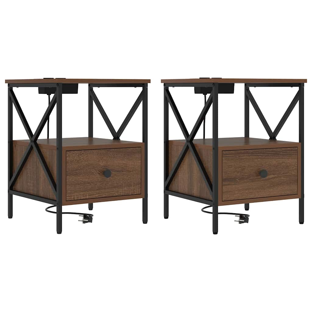 Armadio da Notte 2 pcs Rovere Marrone 41,5 x 40,5 x 55 cm
