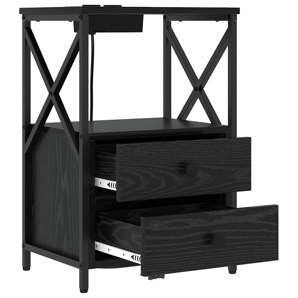 Armadio da Notte Rovere Nero 40 x 31 x 60 cm Legno multistrato