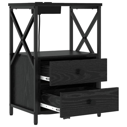 Armadio da Notte Rovere Nero 40 x 31 x 60 cm Legno multistrato
