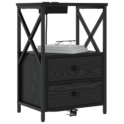 Armadio da Notte con cassetto 2 pcs Rovere Nero 40 x 31 x 60 cm