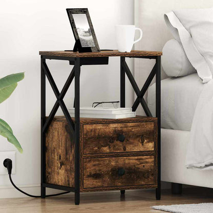 Armadio da Notte con cassetto 2 pcs Rovere fumÃ© 40 x 31 x 60 cm