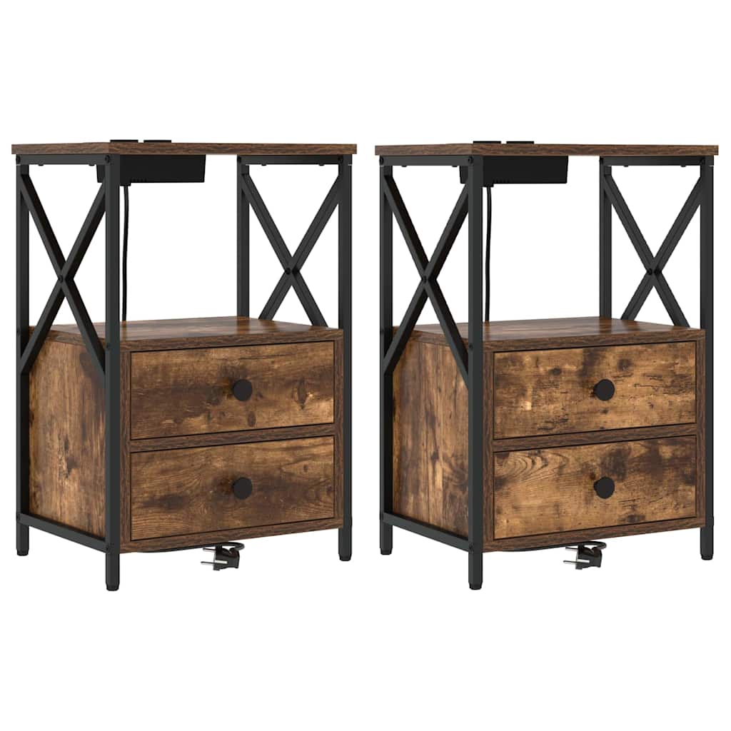 Armadio da Notte con cassetto 2 pcs Rovere fumÃ© 40 x 31 x 60 cm