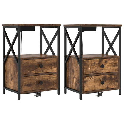 Armadio da Notte con cassetto 2 pcs Rovere fumÃ© 40 x 31 x 60 cm