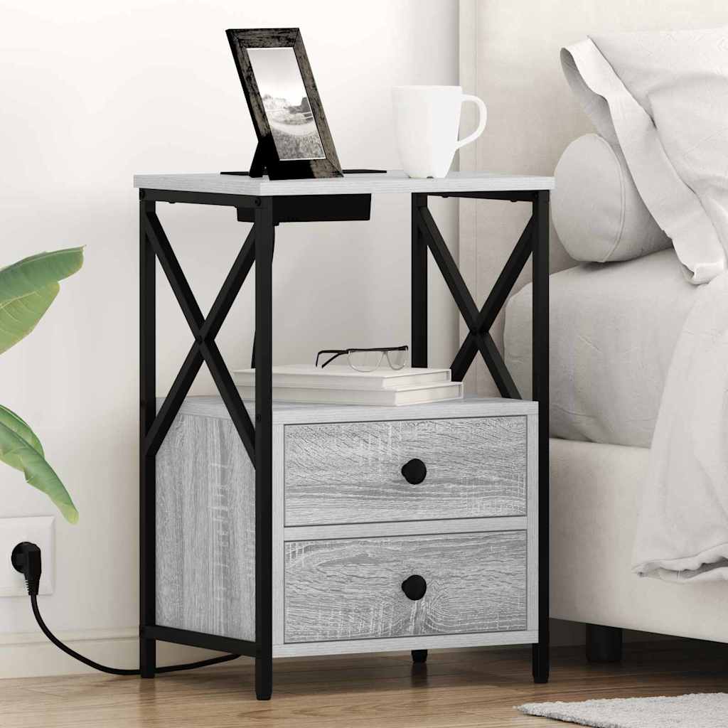 Armadio da Notte con cassetto Grigio Sonoma 40 x 31 x 60 cm