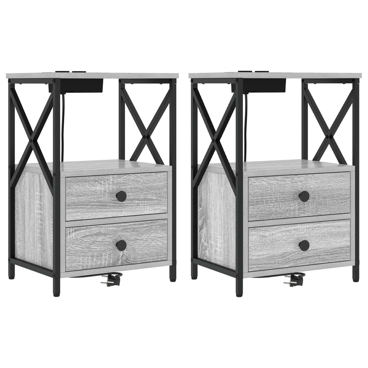 Armadio da Notte 2 pcs Grigio Sonoma 40 x 31 x 60 cm
