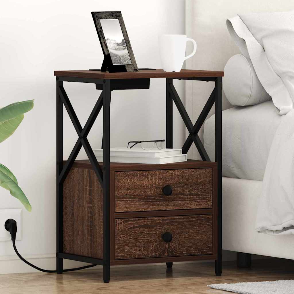 Armadio da Notte con cassetto Rovere Marrone 40 x 31 x 60 cm