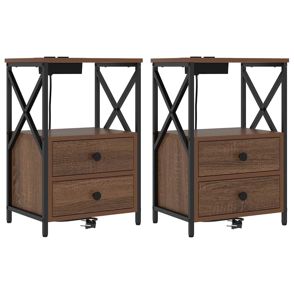 Armadio da Notte 2 pcs Rovere Marrone 40 x 31 x 60 cm