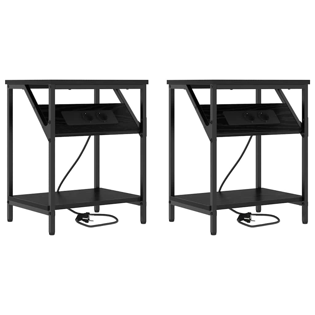 Armadio da Notte 2 pcs Rovere Nero 38 x 30 x 48 cm