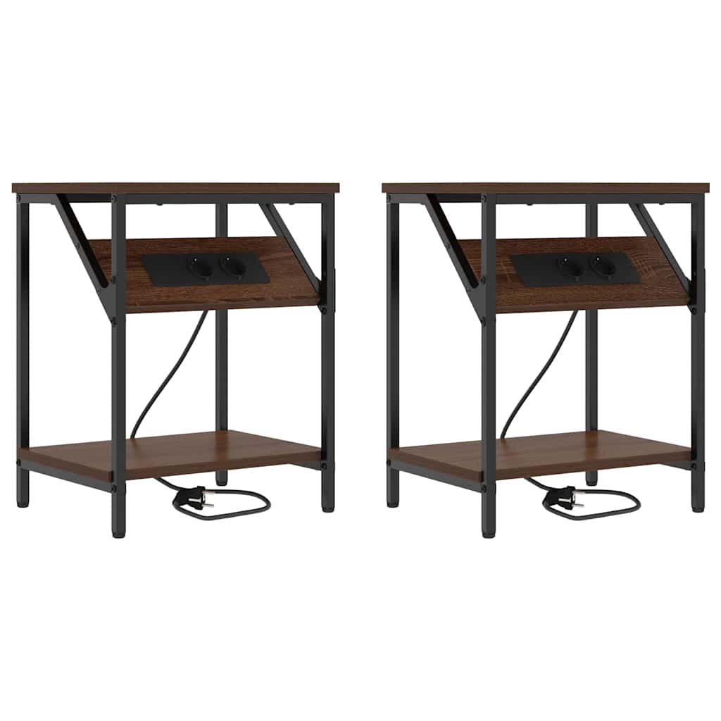Armadio da Notte 2 pcs Rovere Marrone 38 x 30 x 48 cm