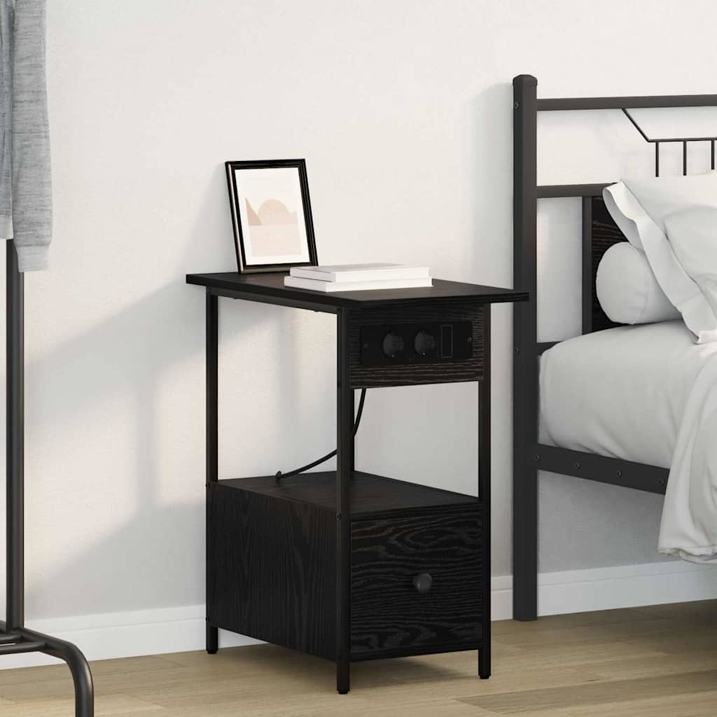 Armadio da Notte Rovere Nero 60 x 30 x 61 cm Legno multistrato