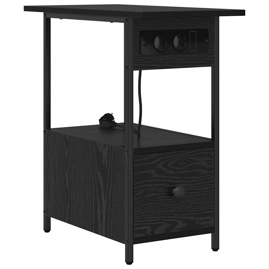 Armadio da Notte Rovere Nero 60 x 30 x 61 cm Legno multistrato