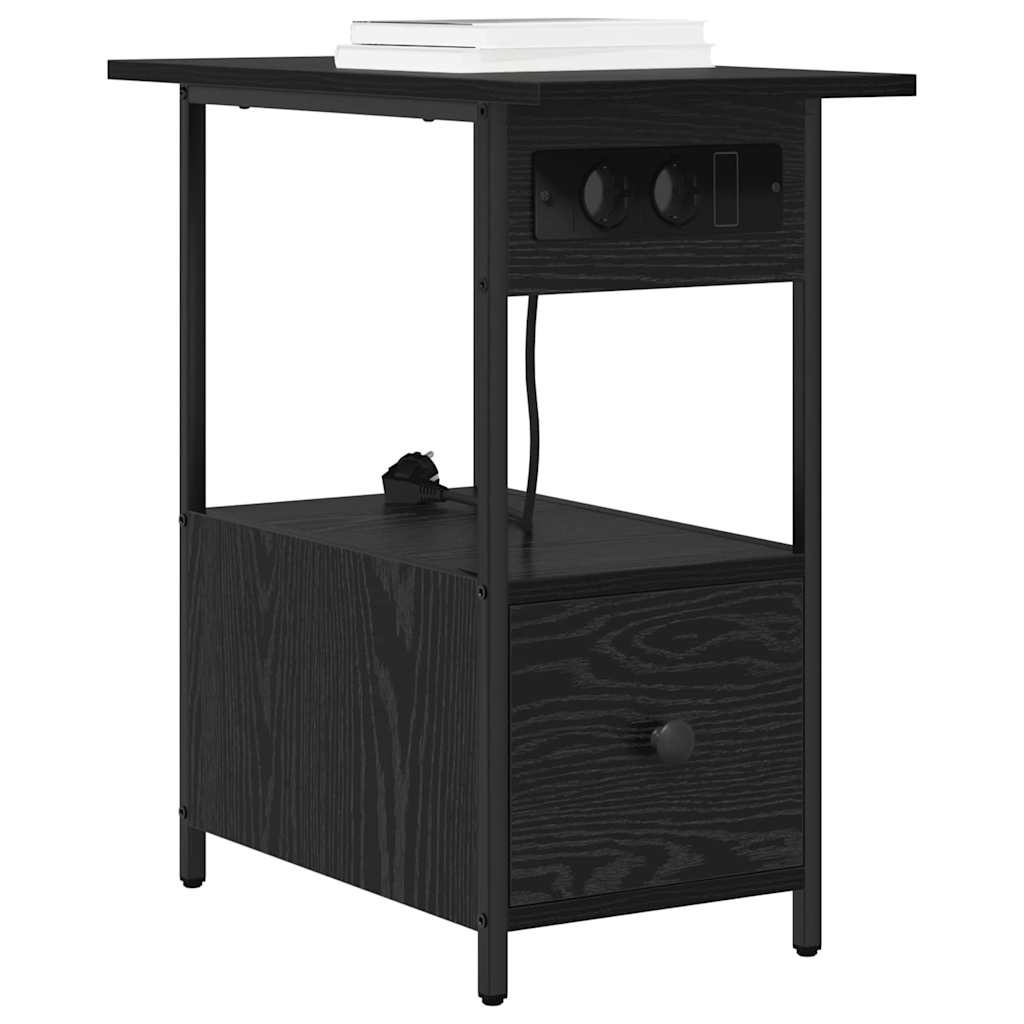 Armadio da Notte Rovere Nero 60 x 30 x 61 cm Legno multistrato