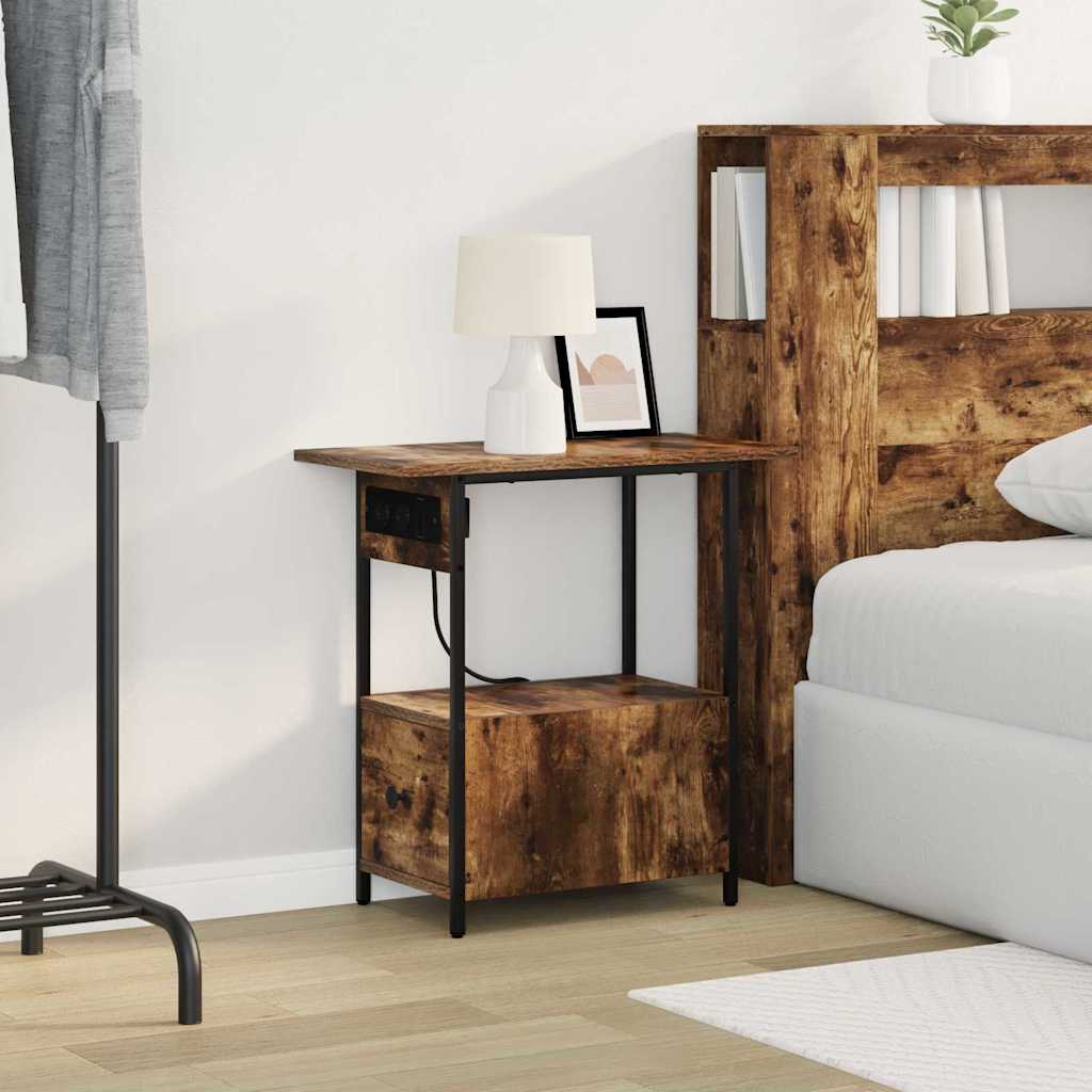 Armadio da Notte Rovere fumÃ© 60 x 30 x 61 cm Legno multistrato