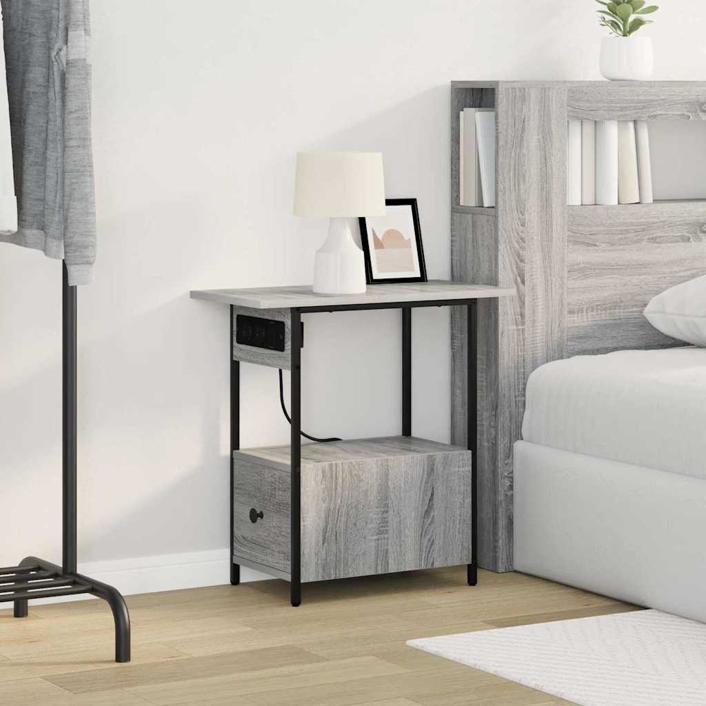 Armadio da Notte con cassetto Grigio Sonoma 60 x 30 x 61 cm