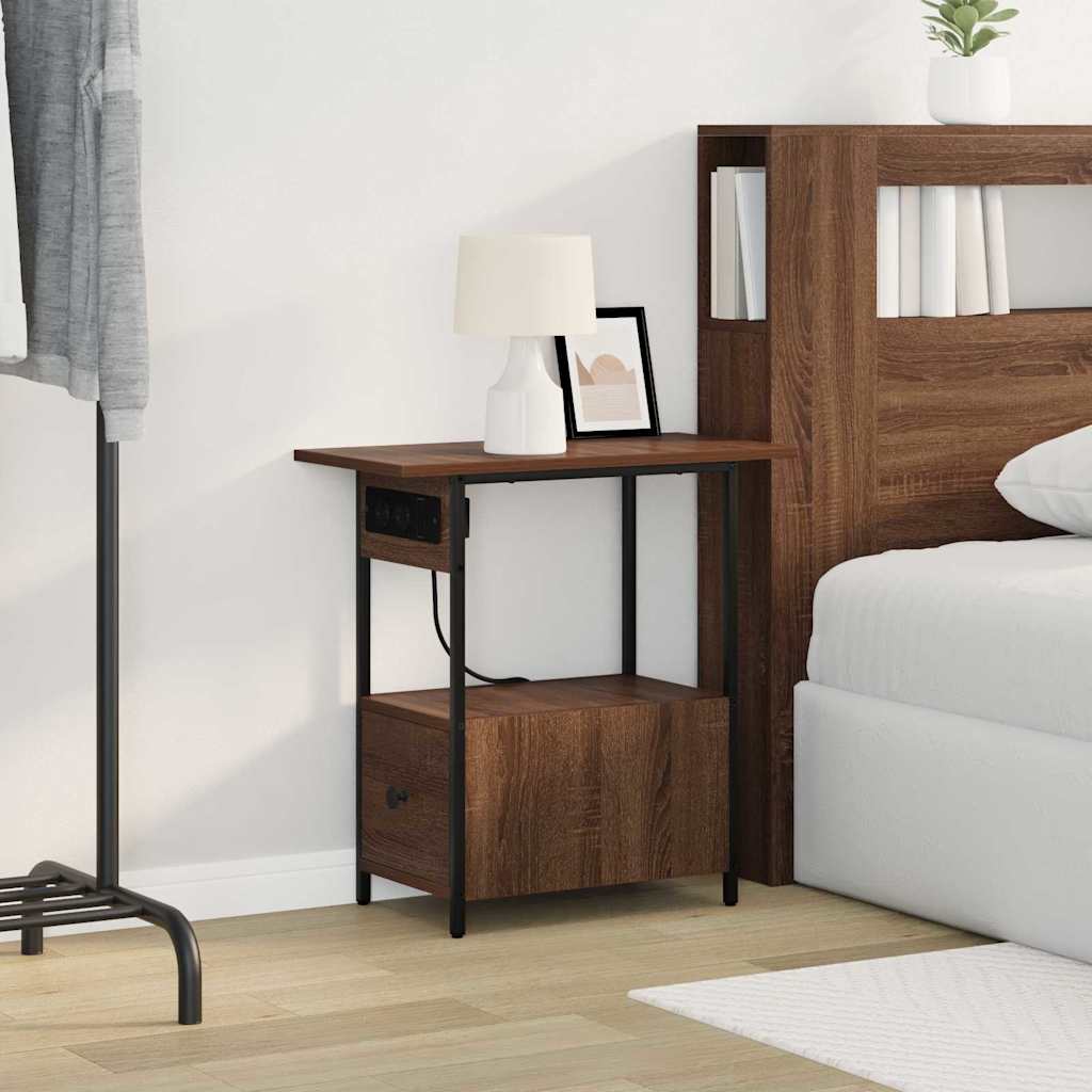 Armadio da Notte con cassetto Rovere Marrone 60 x 30 x 61 cm