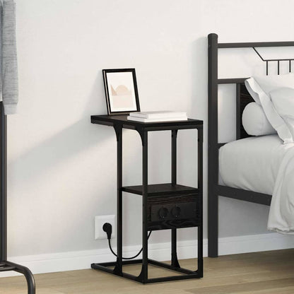 Armadio da Notte Rovere Nero 41,5 x 26 x 60,5 cm