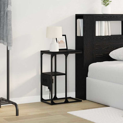 Armadio da Notte Rovere Nero 41,5 x 26 x 60,5 cm