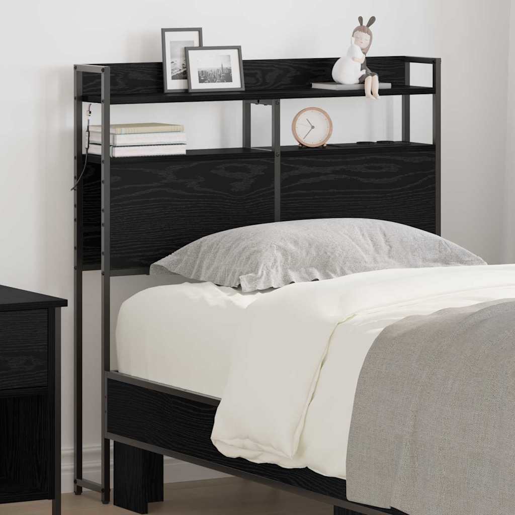 Testata contenitore con lo scaffale Rovere Nero 75 x 15 x 98 cm