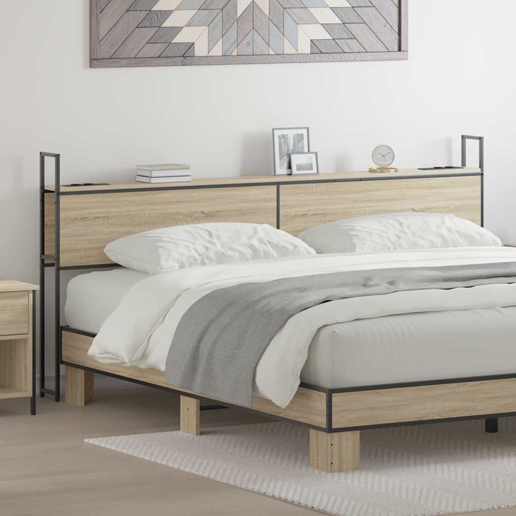 Testiera con Stazione di Carica e Storage rovere sonoma