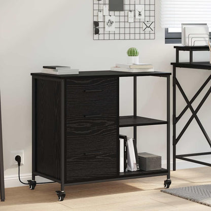 Cabina con Stazione di Ricarica Rovere Nero 76 x 41 x 72 cm