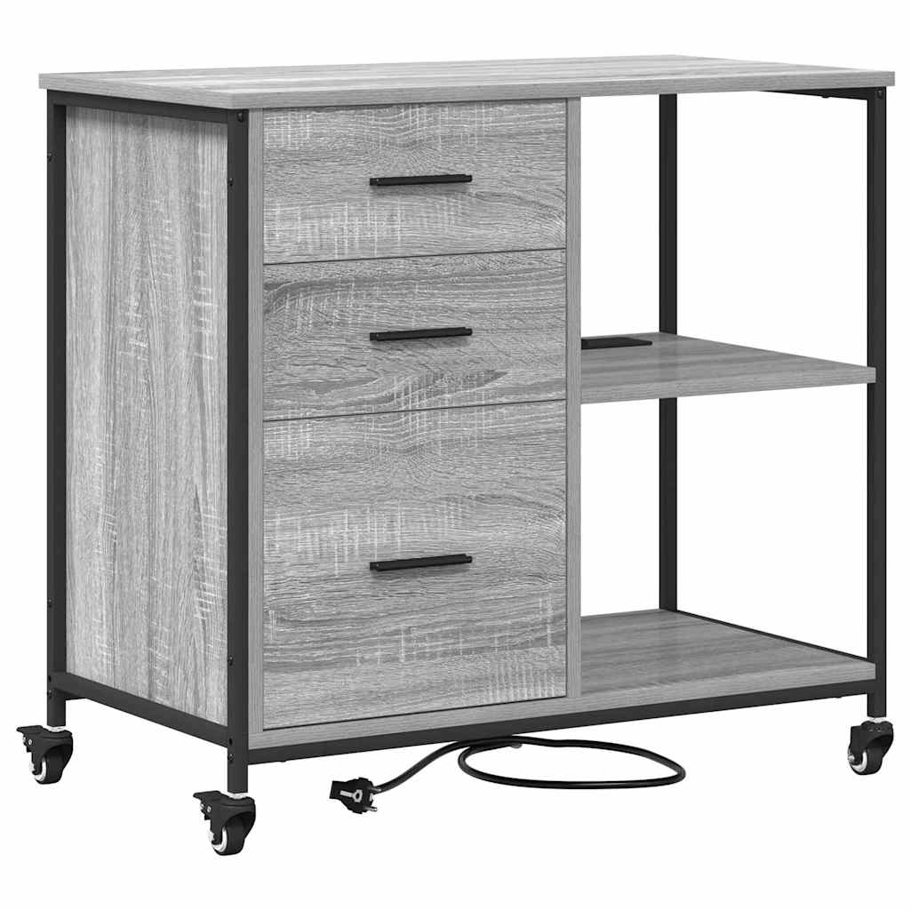 Cabina con Stazione di Ricarica Grigio Sonoma 76 x 41 x 72 cm
