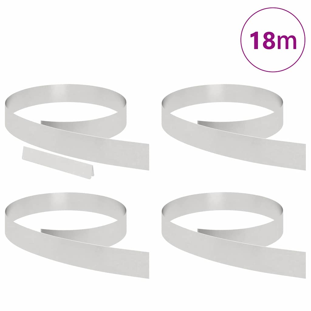 Bordura per Prato 4 pcs Argento 450 x 0.05 x 15 cm